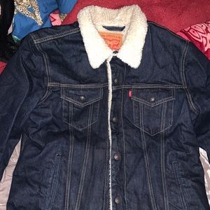 Levi’s blue Sherpa jacket.
